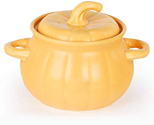 Sywlwxkq Enamel Pot Cast Iron Casserole Dutch Oven Casserole with Lid - Yellow Pumpkin Casserole, Non-Fading, Durable and Easy to Clean
