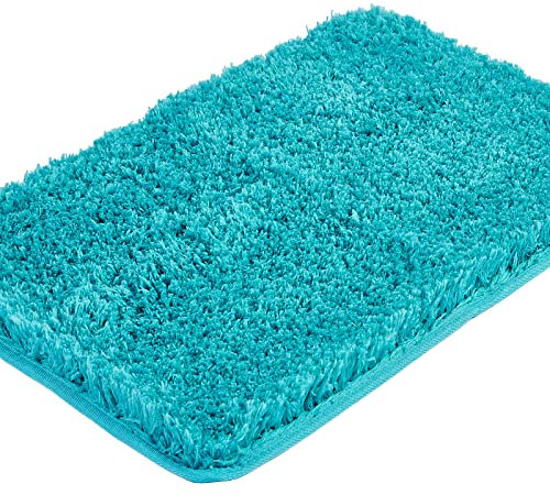 Tapis de Salle de Bain, Microfibre Douces Absorbant avec Fond en Caoutchouc Antidérapant Tapis de Bain,pour la Bebe Baignoire,Salle de Bain,Bleu Vert, 50 x 80 cm