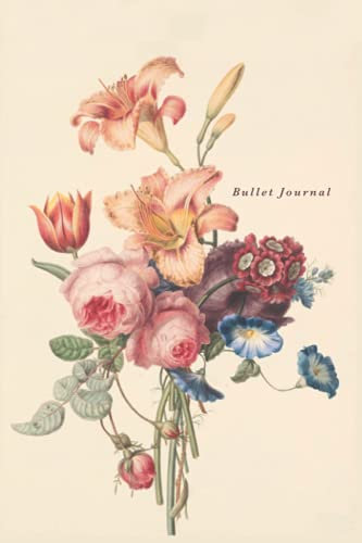 Vintage Flower Bullet Journal: 200 Page 6 x 9 Paperback Dot Grid Bullet Journal