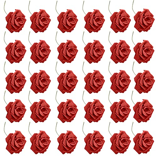Dzsomt Fiori Artificiali per Decorazioni 30 Pezzi Artificiali Rosa Fiori Finti per Decorazioni Rose Artificiali Realistiche con Stelo Fiori Artificiali con Stelo per DIY Matrimoni Mazzi Nuziale