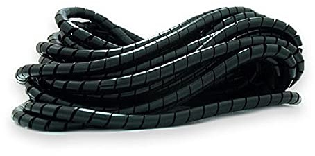 10 Metres Black Spiral Cable Wrap - TV, Consoles, Pc, Office Wire Tidy Banding [7mm]