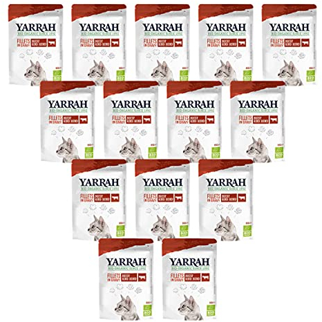 Yarrah - Katzenfutter Pouchbag Filets mit Rind in Soße Bio - 85 g - 14er Pack