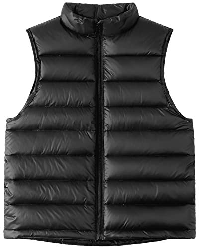 AIEOE Doudoune sans Manche en Duvet Manteaux sans Manches Fille Garçon Léger Chaud Blouson d'automne et d'hiver Coupe-Vent Noir 11-12 Ans