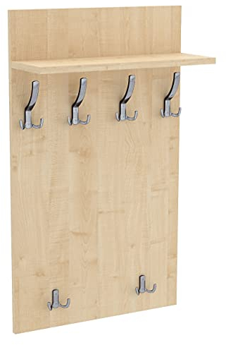 100x60 | MAXI Garderobenpaneel Wandgarderobe Garderobe Wandpaneel Kleiderstange CHROM | AHORN