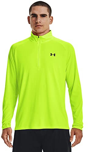 Under Armour Men's Tech 2.0 1/2 Zip Versatile Warm Up Light and Breathable Zip Up Top for Working Out, Lime Surge, XL