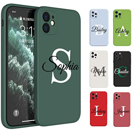 Mudeaty Custom Name Case for iPhone 13 12 Pro Max 11 mini Xr Xs X 7 8 Plus SE 2020 6s 6,Personalized Handwritten Style Premium Liquid Silicone Rubber Phone Case Cover