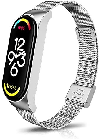 KoGiio Armband Kompatibel mit Xiaomi Mi Band 7, Männer und Frauen Atmungsaktiv Ersatzarmband, Gewebte Edelstahl Mesh Metall Uhrenarmband Kompatibel mit Xiaomi Mi Band 7 - Schwarz
