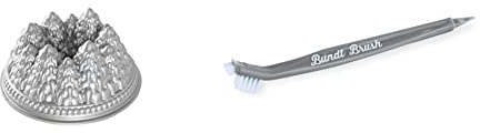 Nordic Ware 89737 - Backform, Kuchenform - Weihnachtsbackform - Tannenbäume, Winterwald - Aluminiumguss, 2,2l & Ultimate Gugelhupf Reinigungswerkzeug