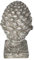KEYHOMESTORE - Dekorativer Tannenzapfen, aus Terrakotta, Farbe Antikgrau, Höhe 30 cm, mit Basis. Ideal als Ergänzung für Innen- und Außenbereich.