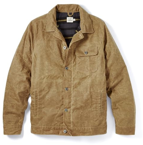 Huckberry Herren Flint And Tinder Flannel-lined Waxed Trucker Jacket Flint and Tinder Trucker-Jacke mit Flanellfutter, gewachst