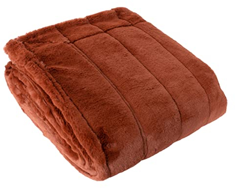 Paoletti Empress Kunstfell-Decke - weiche, elegante, schwere Decke für Bett oder Sofa (Rost - 140x200cm)
