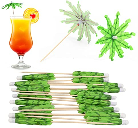 BOBOZHONG Cocktail Schirme 50 pcs Cocktail Dekoration Papier Cocktailparty Dekorationsgetränke Bunte Schirmchen für Tropische Getränke,Hawaii Party Bar Cocktail Zubehör Deko(Palme)