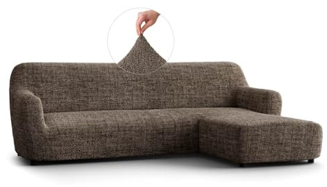 PAULATO - Bezug für Sofas mit rechter Halbinsel, Sofabezug Ecksofa L Form Stretch Mikrofaser, kratzfestes und maschinenwaschbares Gewebe, WavyTech-Technologie, Made in Italy - Vittoria Braun