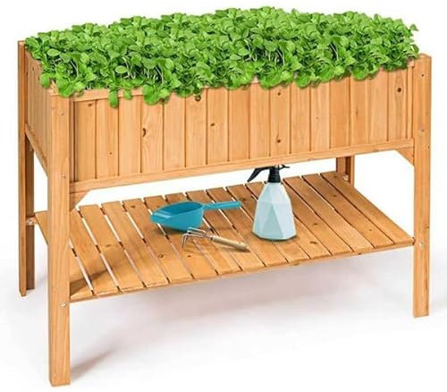 InTheMarket Jardiniere sur Pieds, Potager Surélevé, Lit surélevé avec étagère
