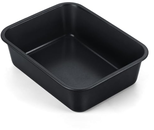 Homikit Deep Baking Pan, Stainless Steel Cake Tin Small Roasting Tray, Great for Lasagna Brownie Meat, Non-Stick Coating & Healthy, Heavy Duty & Rust Proof, Black - 27 x 21 x 8 cm