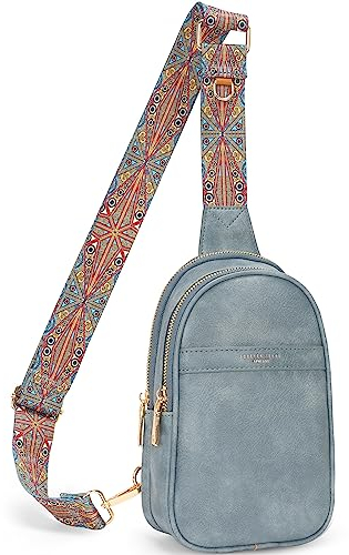 APHISON Sling Bag Brusttasche Klein Brusttasche Damen Stylisch Crossbody Bag Damen Leder Schultertasche Damen Klein Umhängetasche Damen, Blau