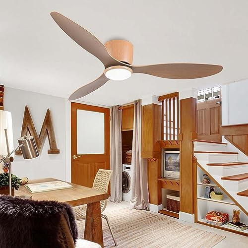 GWYAJTU 100CM Große Deckenventilator Mit Beleuchtung Und Fernbedienung Deckenlampe Mit Ventilator DC Reversibel Leise LED Drei Farben Deckenleuchte Mit Ventilator Für Wohnzimmer Schlafzimmer-E||42in