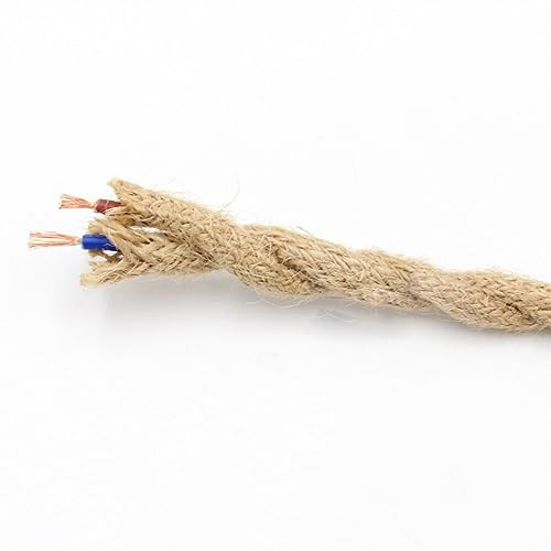 Troncalización Sólido Cable de luz colgante trenzado de cuerda de cáñamo, cable eléctrico trenzado de cuerda Vintage, alambre textil tejido, Cable Retro trenzado 2*0,75mm Conector Telar ( Color : 2 co