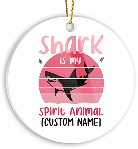 Weihnachtsanhänger Christbaumschmuck Anhänger Keramik Weihnachtsbaumschmuck Weihnachtsdeko Anhänger Passen Sie Den Namen „Hai Ist Mein Tier“-Ornament Individuell An