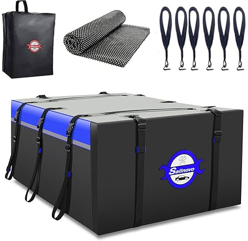 Sailnovo Auto Dachbox 20 Kubikfuß Wasserdicht Dachtasche Faltbare Dachgepäckträger Tasche Dachkoffer für Auto mit/ohne Gepäckträger
