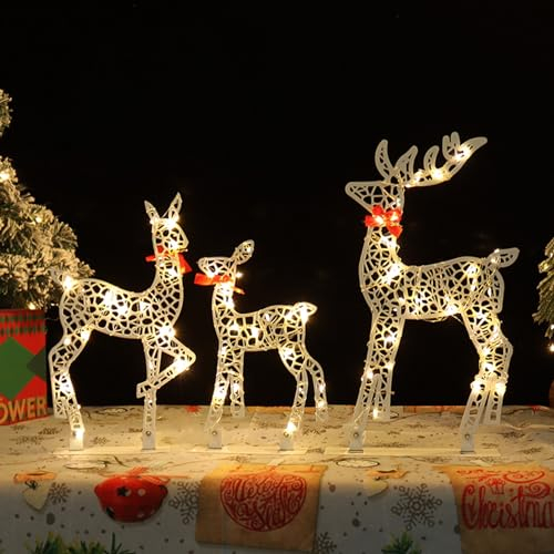 Eteslot 3 Weihnachtsdek Indoor - Rentier Beleuchtet - Led Rentier - Weihnachtsdeko Beleuchtet Figuren - Weihnachtsbeleuchtung Figuren - Rentier Deko Weihnachten - Das Leuchten Der Rentiere