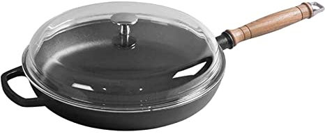 Wok Cookery 28 cm Bratpfanne, Gusseisen-Bratpfanne, antihaftbeschichtete Pfanne, unbeschichtete Steakpfanne, Gasherd, Induktionsherd, Spezialpfanne vision