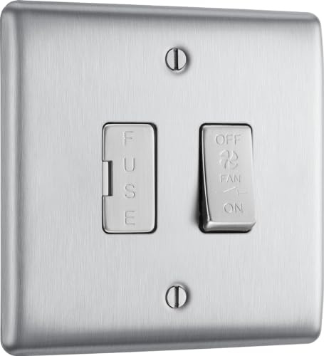 British General Electrical NBS15F Nexus Metal Brushed Steel 10ax Plate Fan Isolator Switch