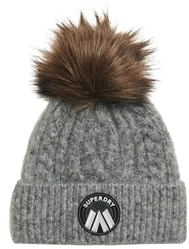 Superdry Damen Luxuriöse Beaniemütze mit Zopfmuster