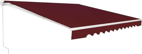 GYMAX Tenda da Sole per Esterno a Bracci Estensibili, Tende da Sole con Manovella, con Tettuccio Impermeabile e Protezione Solare, Tenda da Sole Angolo regolabile Avvolgibile (Rosso, 3 m x 2,5 m)