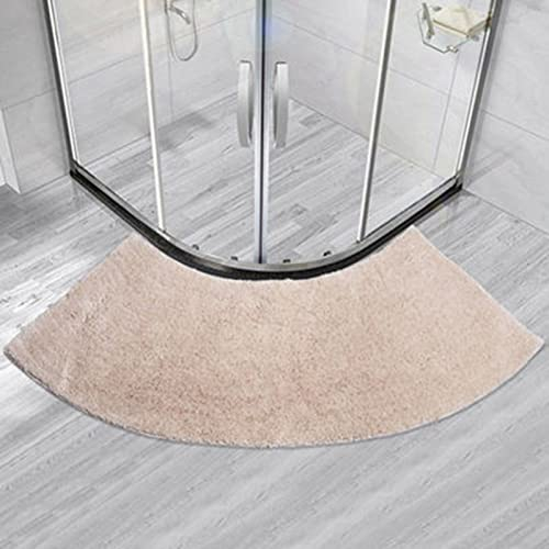 DFEO@MF Tapis de Douche Incurvé, 45x143cm Tapis Douche Angle Antiderapant, Tapis De Douche Arrondi Absorbant, Lavable en Machine, pour Sortie de Cabine Douche (Beige)