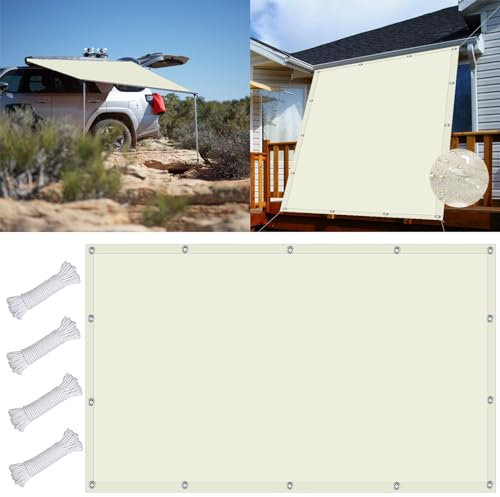 Tenda da Sole per Esterni Rettangolare 1.2 x 2 m Idrorepellente Tenda da Sole Rettangolare per Esterno, Giardino e Terrazza, Piscina, Avorio