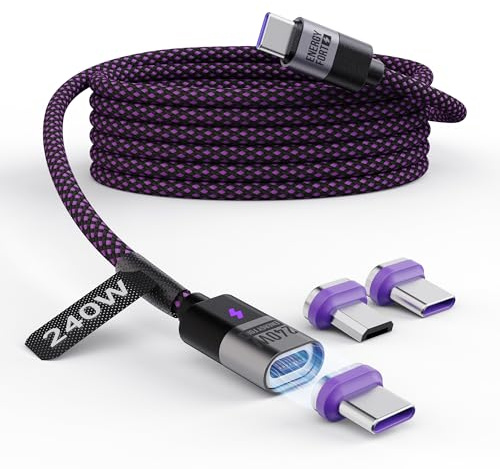 MOSHOU 240W Magnetic Charging Cable, PD3.1 5A Quick Charge Nylon Braided Magnetic USB Cable 0.5M(1.6ft) for Samsung Galaxy, Google Pixel, iphone 16/15 Series, MacBook etc