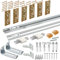 Bifold Door Hardware with Track, Bi-fold Closet Door Hardware Repair Tool Kit, Included Top Guide Wheels, Top Pivot, Bottom Pivot, Spring, Metal Pivot Pin and Steel Track (60 inch)