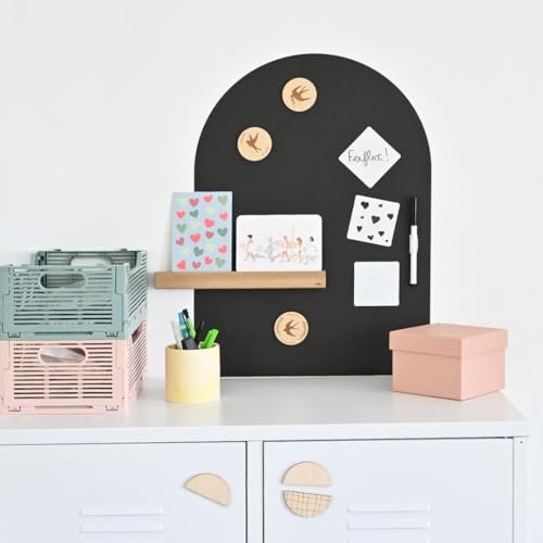 FERFLEX - Tableau noir magnetique - Arche - Ardoise effacable - Deco murale avec bande magnetique adhesive repositionnable - Vendu avec 8 aimants argentés & 1 rouleau d’adhésif aimanté - 42x58cm.