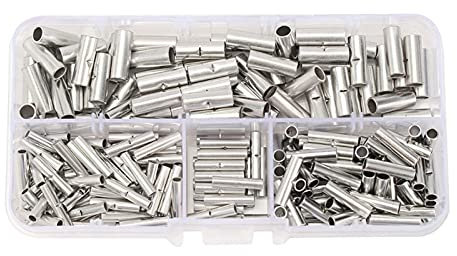 AYKANING Battery Cable Connectors,Wire Terminal Connectors 200 Pcs Butt Splice Connectors 10mm Copper Tinned Splice Crimp Terminal Sleeve Cable With Box