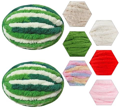 Dicke Wolle Garn, 2 X 250g Armstricken Flauschig, Soft Strickwolle Zum Häkeln für Decke, Tasche, Schals (Gemischtes Grün)