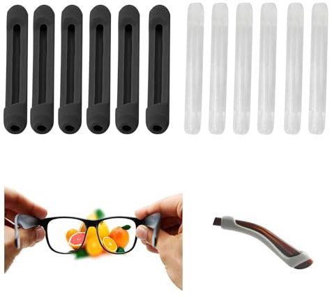 6 Pairs Silikon Antirutsch Überzüge für Brillenbügel, Weiche Brillenhalter, Ideal Brillen Zubehör fur Brillen und Sonnenbrillen, für Laufen, Sport, Camping, Lesen Lernen