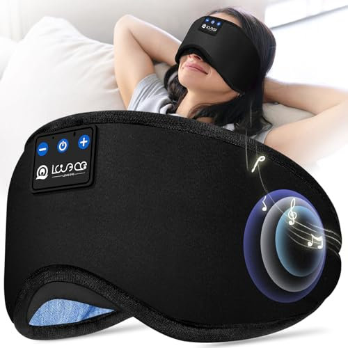 LOVE EYE Sleep Headphones, Bluetooth Eye Mask, Wireless Music Sleep Mask Ultra-Soft Sleeping Headphone Comfy & Washable Perfect for Side Sleepers, Office, Travel, Birthday Gift for Men & Women