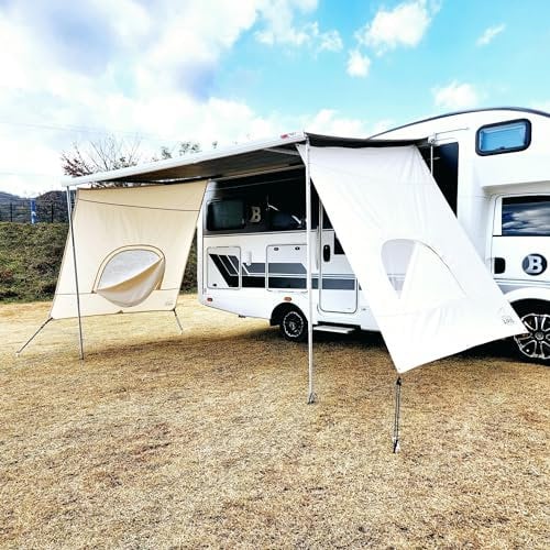 AIRIS Sun Blocker para toldo – Panel lateral para autocaravana, eficaz protección visual y solar, resistente al agua, compatible con Fiamma & Thule, juego de 2 (Fiamma F45, Thule 42, 49, 5200 con