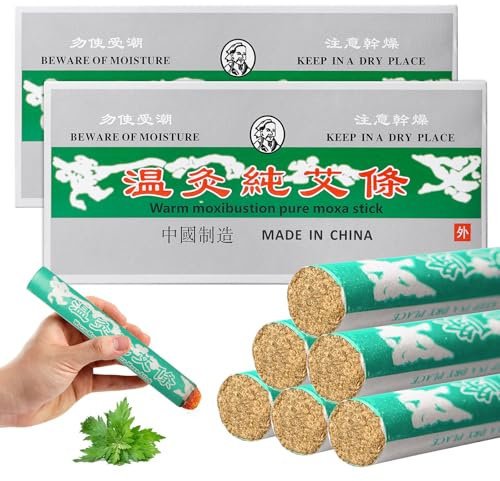 BORDEAG 20 Stück Reine Natürliche Moxa-Sticks, Moxa Rollen, Moxa Zigarren, Moxa Roll Sticks Reine Natürliche Handgemachte Für Ältere Menschen, Frauen, Kinder (Moxibustion Rolls)
