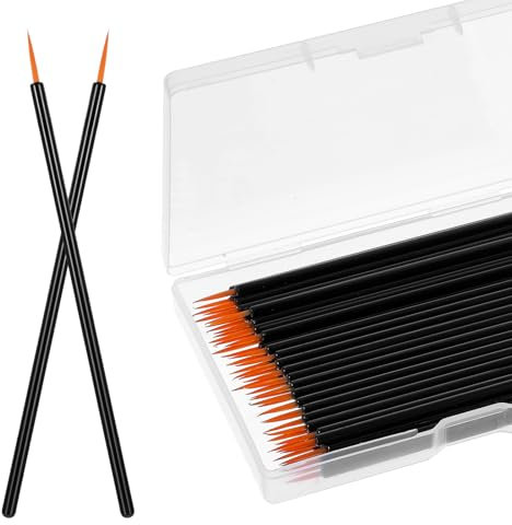 Lnngub 100 Pack Disposable Eyeliner Brushes,Ultra-Fine Point Eye Liner Applicator Disposable Nylon Eyeliner Brush Makeup Eyeliner Wands Cosmetic Eye Wands for Eyeliners Eye Makeup(Black-Yellow)