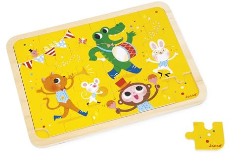 Janod - Holzpuzzle 24 Teile Kinder ab 4 Jahren - Inklusive Modell + 5-Fehler-Spiel auf dem Tablett - Fördert Konzentration und Beobachtungsgabe - FSC-Produkt - J07125