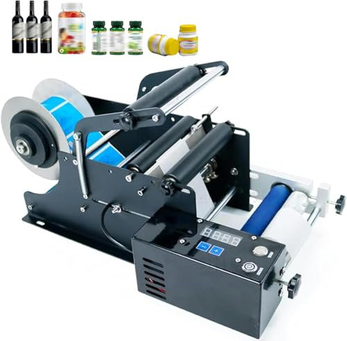 FANGQMM Máquina de etiquetado de Botellas Redondas, Máquina etiquetadora semiautomática Máquina etiquetadora de 20 a 40 Etiquetas por Minuto, para Botellas Redondas Alimentos
