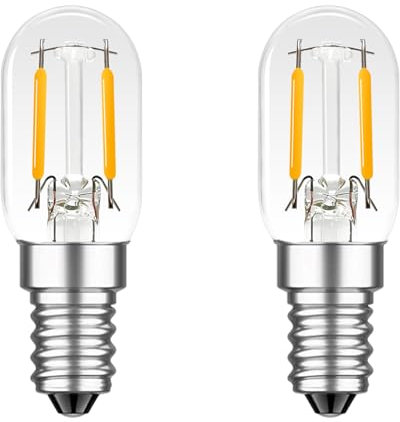 MZYOYO E14 Bombilla LED para Refrigerador 1,5W,150lm,2700K Blanco Cálido,Bombilla Vintage que Reemplaza de 15 Vatios,para Refrigerador,Lámpara de sal,Extractor de aire,Candelabro,Luz nocturna,2 Unidad