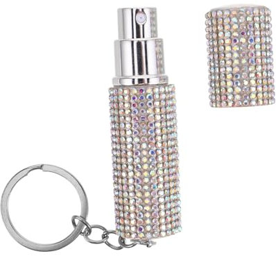 PartyKindom Rhinestone Portable Perfume Bottle Keychain - Refillable Travel Dispenser for Lightweight Instant Fragrance in Various Occasions