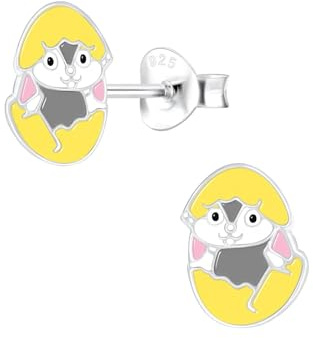 Monkimau Mädchen Ohrringe Hatching Egg | Ohrstecker aus 925 Sterling Silber | Kinderohrringe hypoallergen