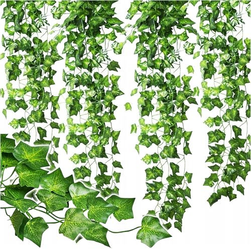 Home Markt24 Künstlicher Efeu 6 STK. 12 m – realistische Efeu-Girlande mit Blättern für Wand, Balkon & Garten – Deko-Ranken für innen und außen – Flexible Kunstpflanzen für Zaun, Treppen, Feierdeko