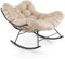 COSTWAY Silla Mecedora con Cojín Acolchado, Sillon Balancin con Estructura Metálica, Butaca Mecedora Salon Jardín Terraza Interior Exterior, 110 x 95 x 94 cm, Carga 205kg (Beige)