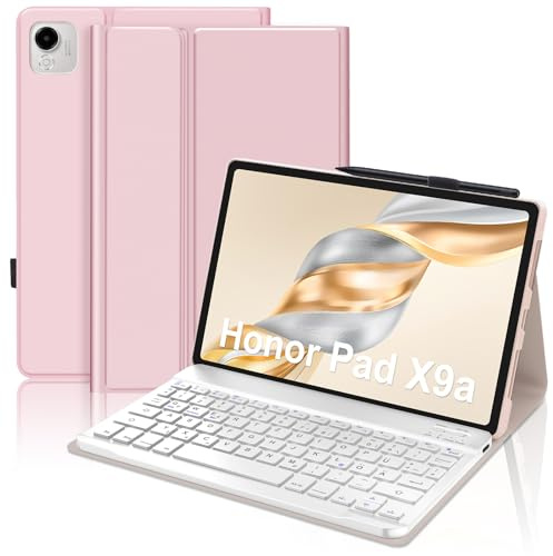 IVEOPPE Tastatur für Honor Pad X9a 11.5 Zoll, Hülle mit Bluetooth Abnehmbarer Tastatur für Honor Pad X9a Teblet 2025 11,5 Zoll, Deutsches QWERTZ Layout Keyboard Case, Rosa