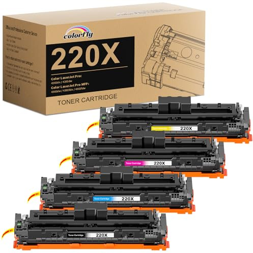 colorfly W2200X 220X 220A Toner Kompatibel für HP 220X 4302dw 4302fdn | (Mit Chip) Ersatz für HP Color Laserjet Pro MFP 4302dw 4302fdw 4302fdn 4202dn 4202dw W2200X W2201X W2202X W2203X 4-Pack